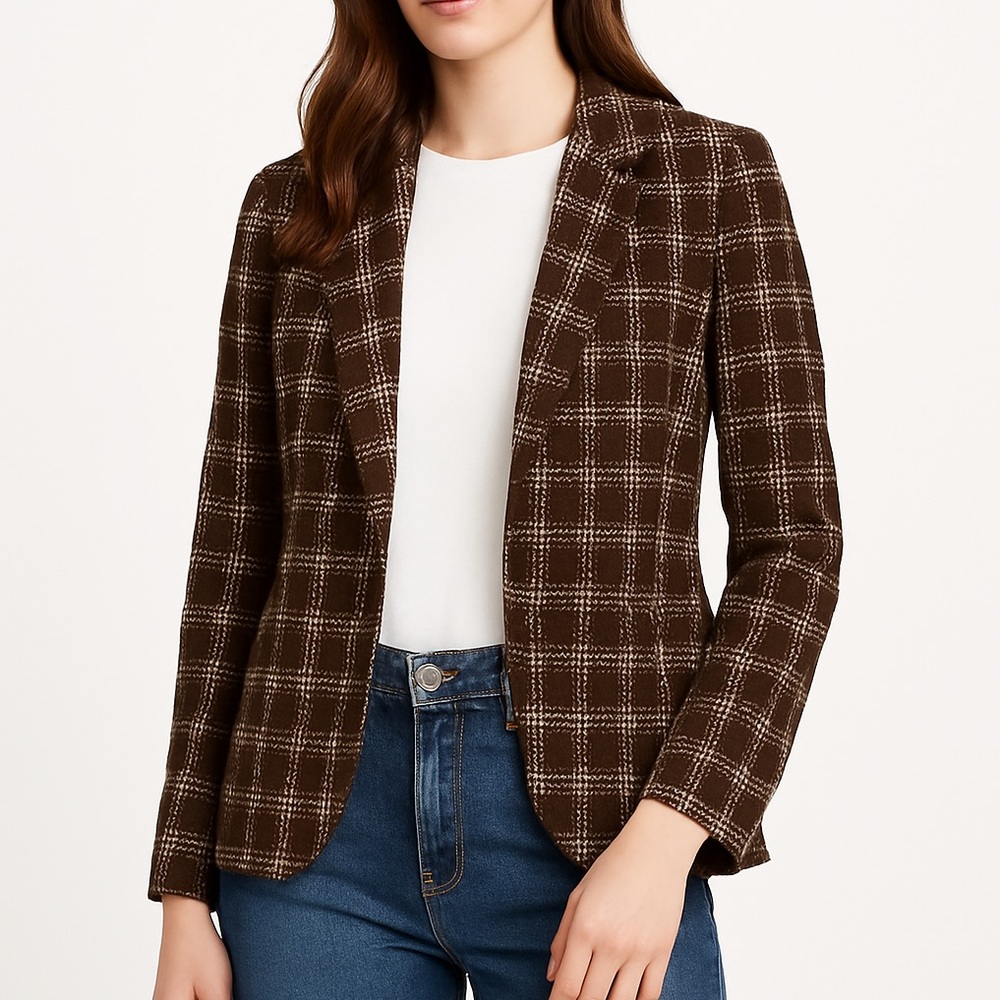 Vintage Brown Checkered Blazer - Charter Club